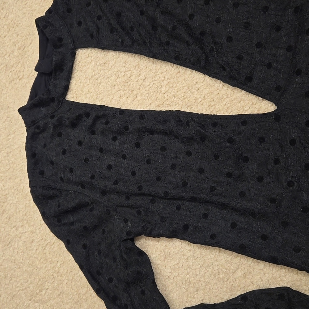 Deep V Black Polka Dot Bodysuit